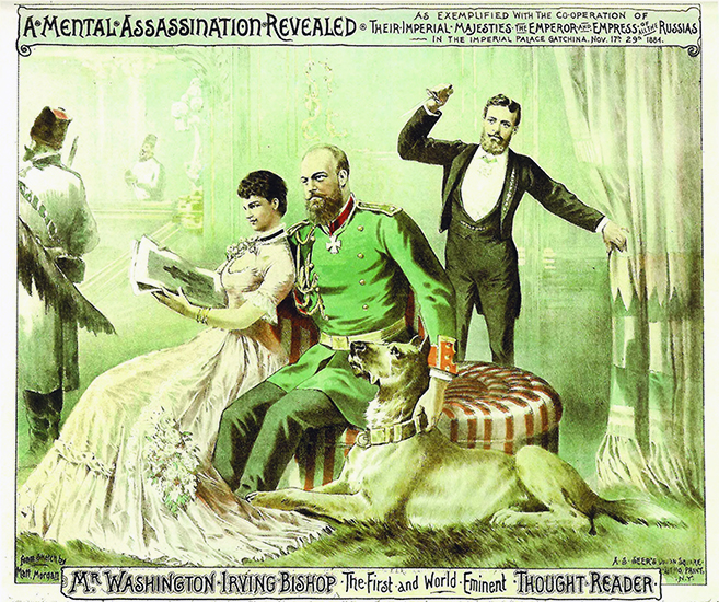 Lithograph poster for Washington Irving Bishop, thought reader