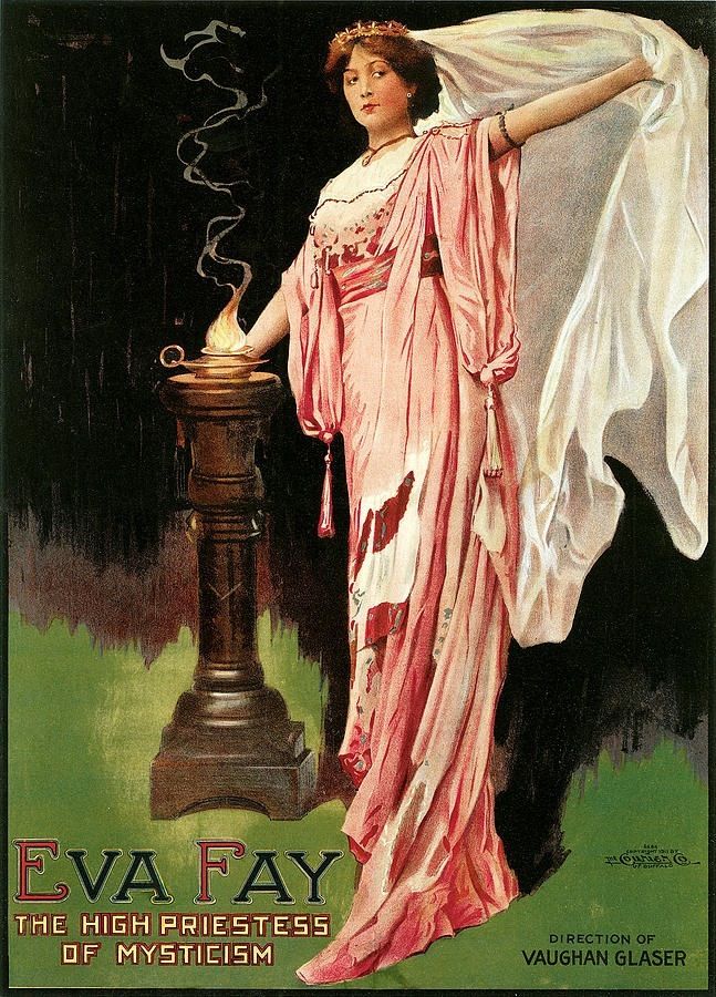 Colour lithograph poster for Eva Fay, the High Priestess of Mysticism