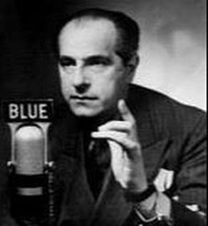 Dunninger at a Blue Network radio microphone during a live broadcast