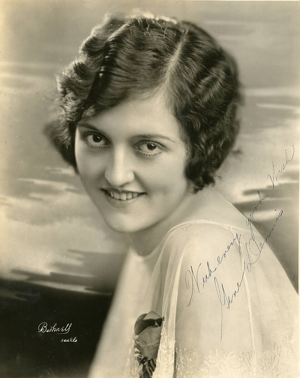 Signed studio portrait of Gene Dennis, the Wonder Girl