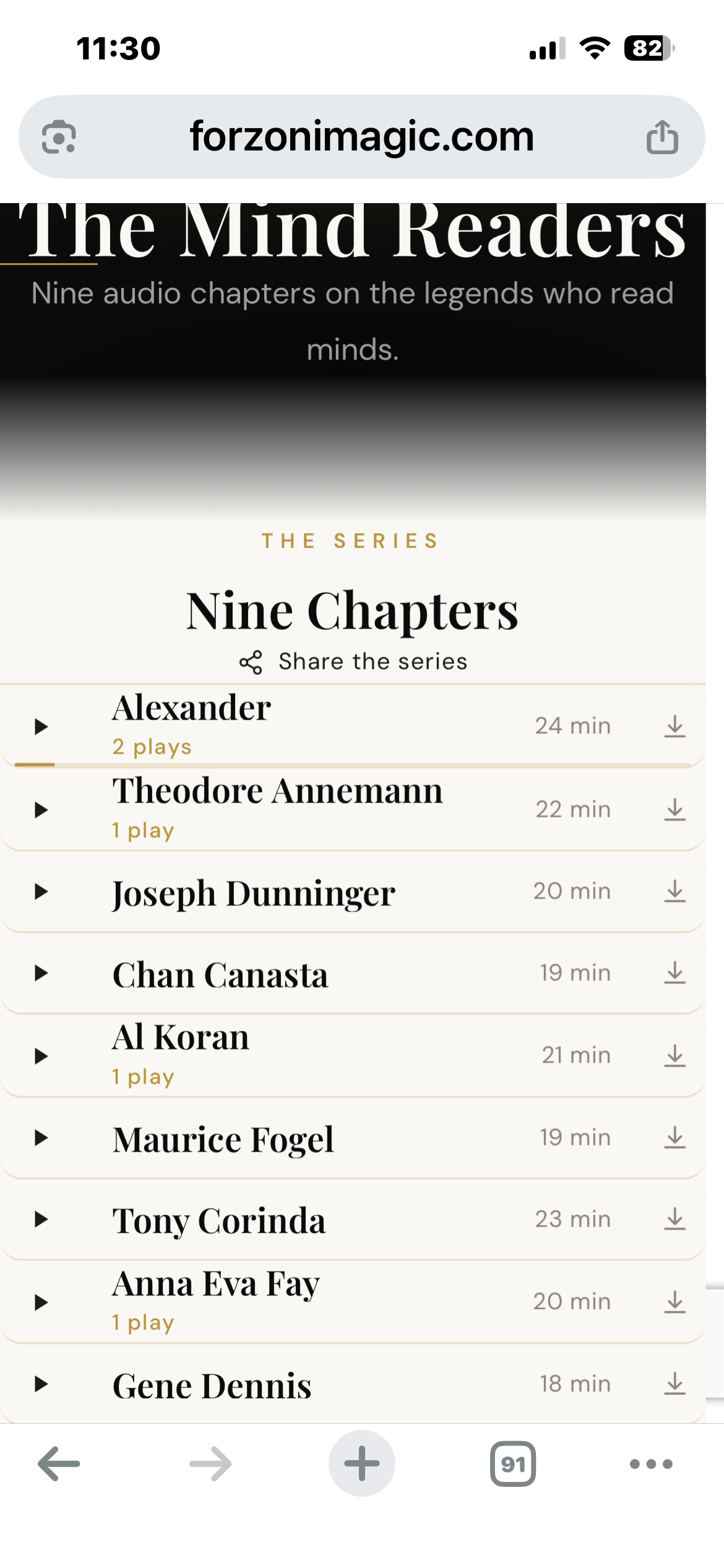 The Mind Readers podcast - chapter list